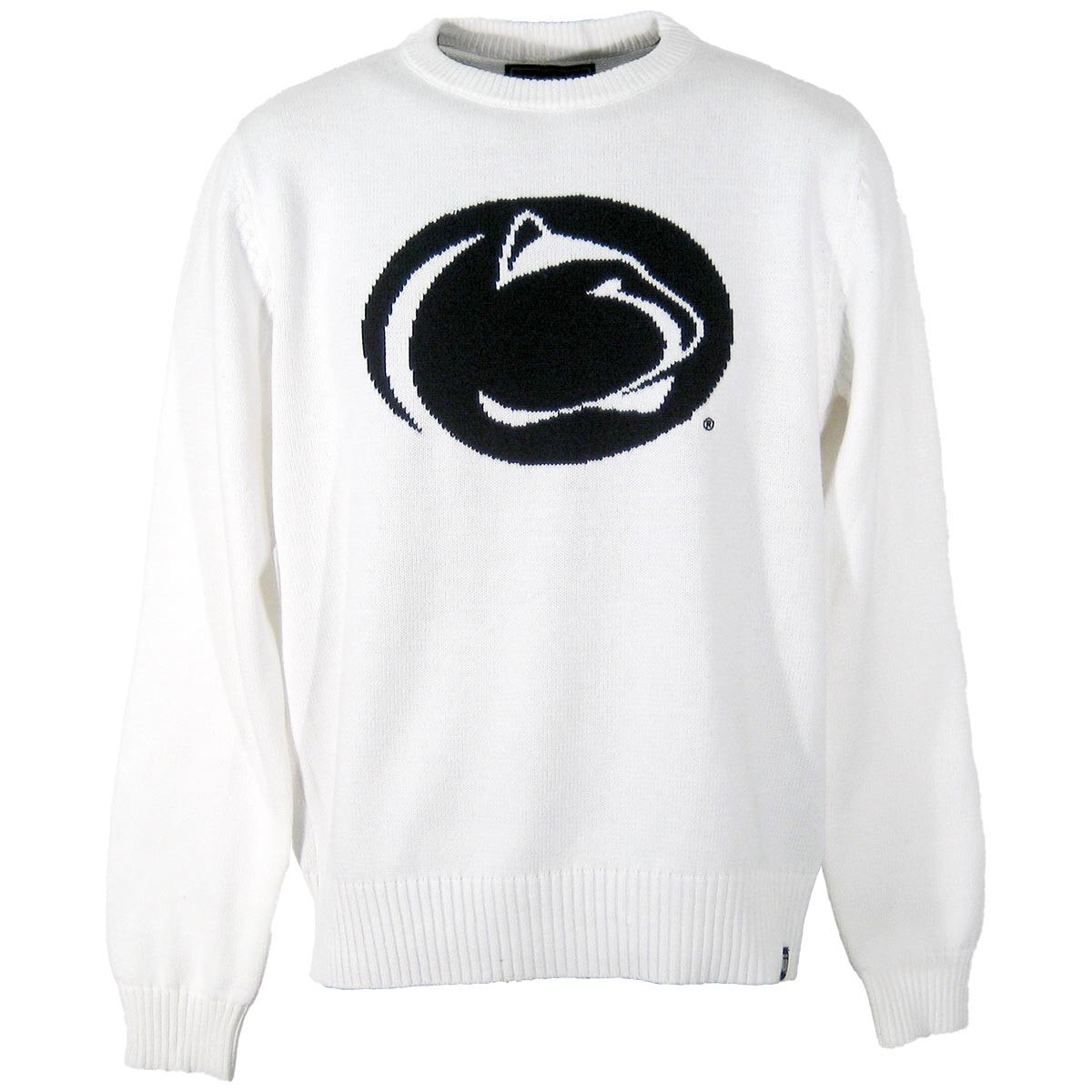 white crew neck sweater with Penn State Athletic Logo